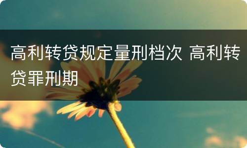 高利转贷规定量刑档次 高利转贷罪刑期