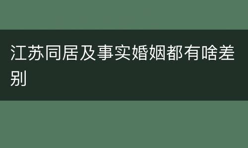 江苏同居及事实婚姻都有啥差别