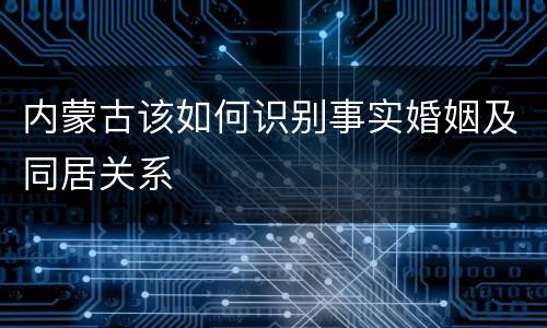 内蒙古该如何识别事实婚姻及同居关系