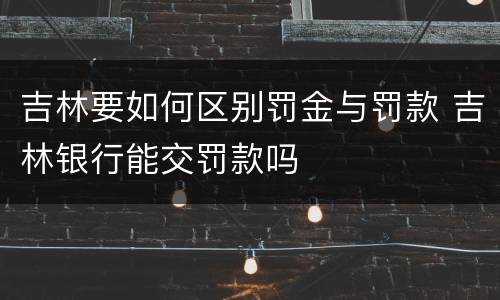 吉林要如何区别罚金与罚款 吉林银行能交罚款吗