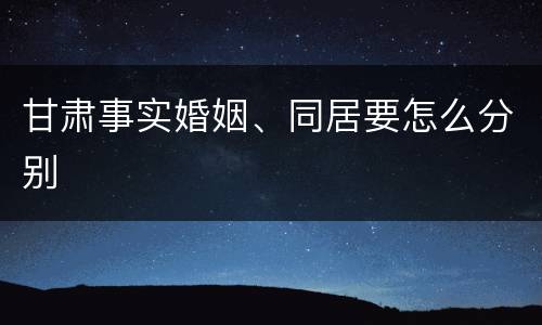 甘肃事实婚姻、同居要怎么分别