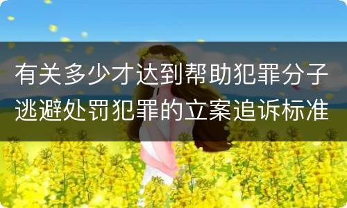 有关多少才达到帮助犯罪分子逃避处罚犯罪的立案追诉标准