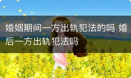 婚姻期间一方出轨犯法的吗 婚后一方出轨犯法吗