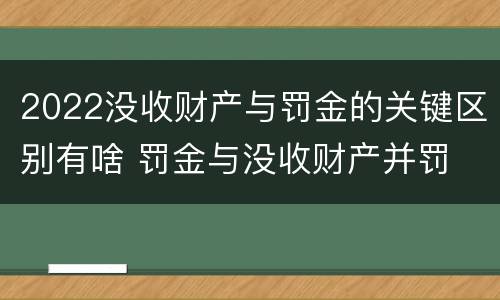 2022没收财产与罚金的关键区别有啥 罚金与没收财产并罚