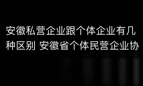安徽私营企业跟个体企业有几种区别 安徽省个体民营企业协会官网