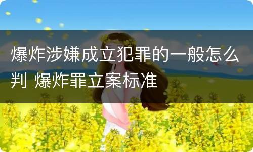 爆炸涉嫌成立犯罪的一般怎么判 爆炸罪立案标准