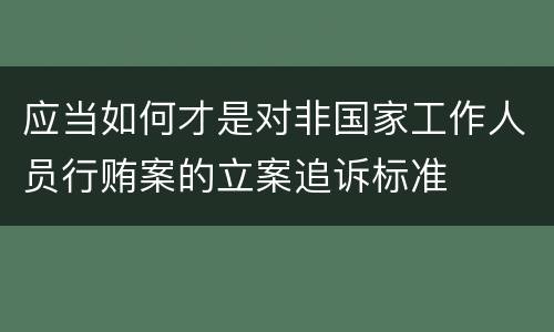 应当如何才是对非国家工作人员行贿案的立案追诉标准