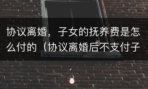 协议离婚，子女的抚养费是怎么付的（协议离婚后不支付子女抚养费怎么办）