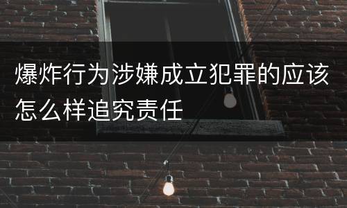 爆炸行为涉嫌成立犯罪的应该怎么样追究责任