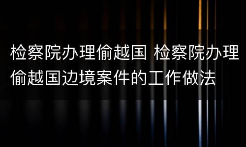 检察院办理偷越国 检察院办理偷越国边境案件的工作做法