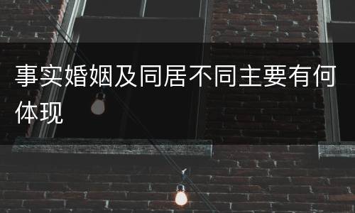 事实婚姻及同居不同主要有何体现