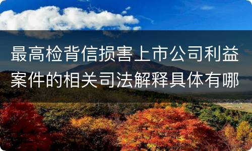 最高检背信损害上市公司利益案件的相关司法解释具体有哪些重要内容