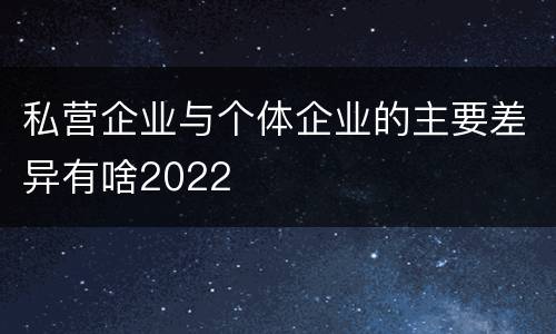 私营企业与个体企业的主要差异有啥2022