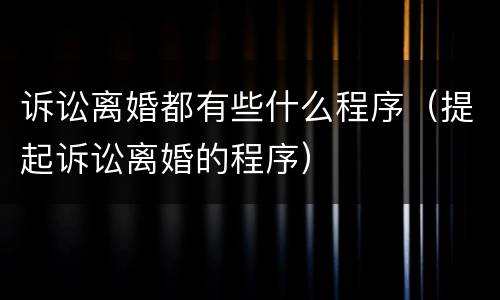 诉讼离婚都有些什么程序（提起诉讼离婚的程序）