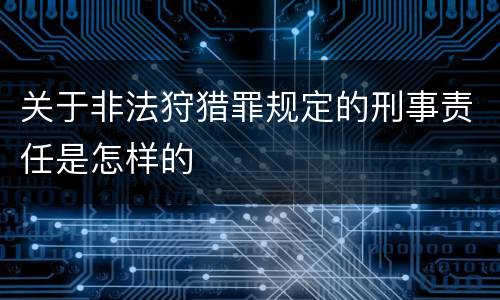 关于非法狩猎罪规定的刑事责任是怎样的