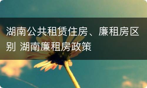 湖南公共租赁住房、廉租房区别 湖南廉租房政策