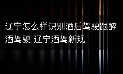 辽宁怎么样识别酒后驾驶跟醉酒驾驶 辽宁酒驾新规