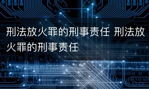 刑法放火罪的刑事责任 刑法放火罪的刑事责任