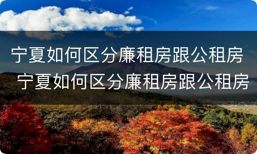 宁夏如何区分廉租房跟公租房 宁夏如何区分廉租房跟公租房呢