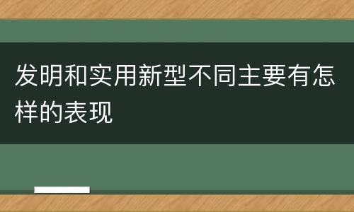 发明和实用新型不同主要有怎样的表现
