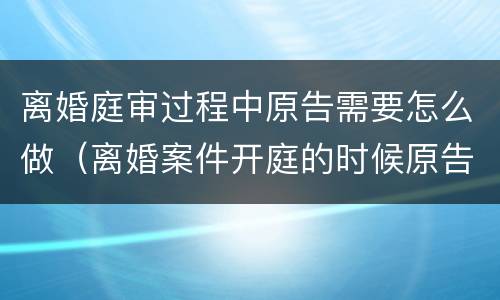 离婚庭审过程中原告需要怎么做（离婚案件开庭的时候原告应该怎么陈述）