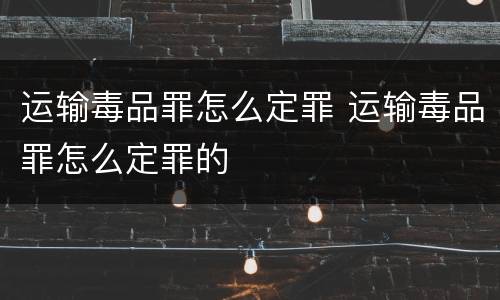 运输毒品罪怎么定罪 运输毒品罪怎么定罪的