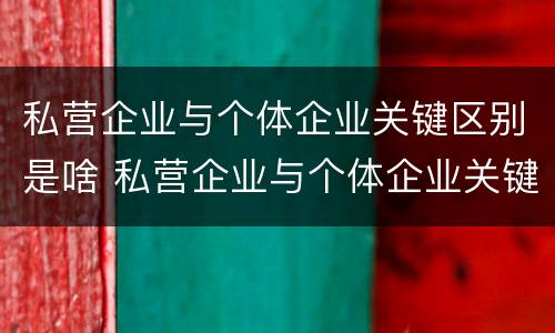 私营企业与个体企业关键区别是啥 私营企业与个体企业关键区别是啥呢