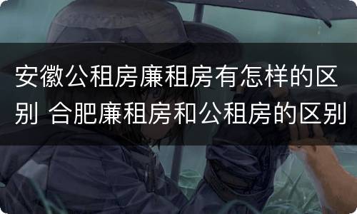 安徽公租房廉租房有怎样的区别 合肥廉租房和公租房的区别