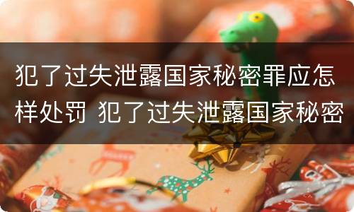 犯了过失泄露国家秘密罪应怎样处罚 犯了过失泄露国家秘密罪应怎样处罚他人