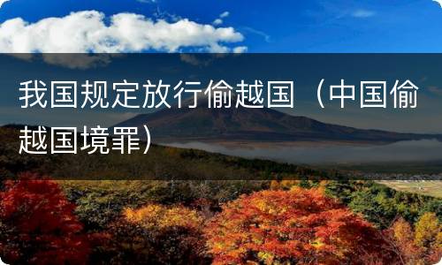 我国规定放行偷越国（中国偷越国境罪）