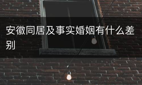安徽同居及事实婚姻有什么差别