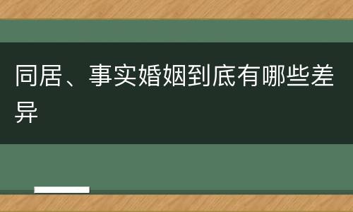 同居、事实婚姻到底有哪些差异