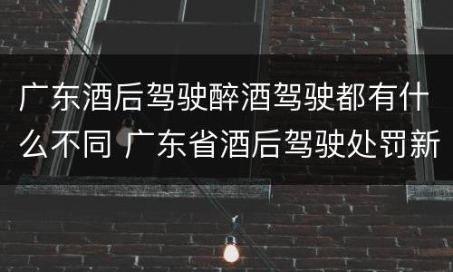 广东酒后驾驶醉酒驾驶都有什么不同 广东省酒后驾驶处罚新标准