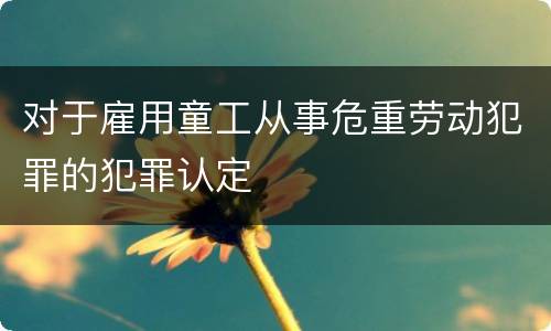 对于雇用童工从事危重劳动犯罪的犯罪认定