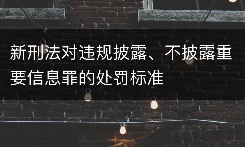 新刑法对违规披露、不披露重要信息罪的处罚标准