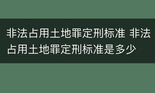 非法占用土地罪定刑标准 非法占用土地罪定刑标准是多少