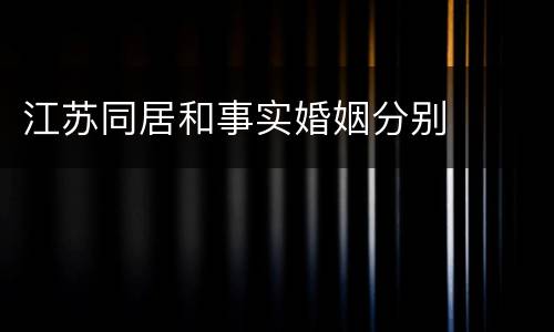 江苏同居和事实婚姻分别