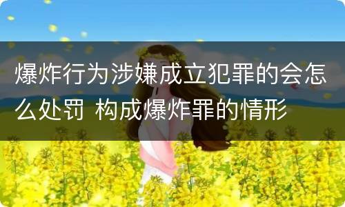爆炸行为涉嫌成立犯罪的会怎么处罚 构成爆炸罪的情形
