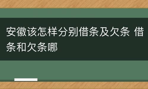 安徽该怎样分别借条及欠条 借条和欠条哪