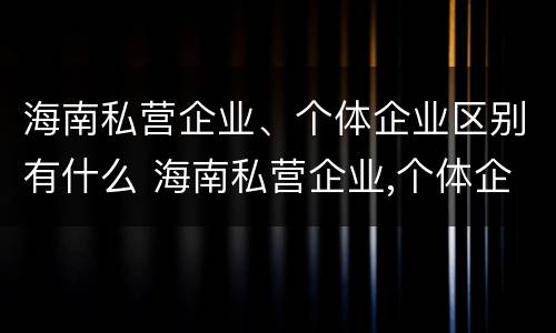 海南私营企业、个体企业区别有什么 海南私营企业,个体企业区别有什么特点
