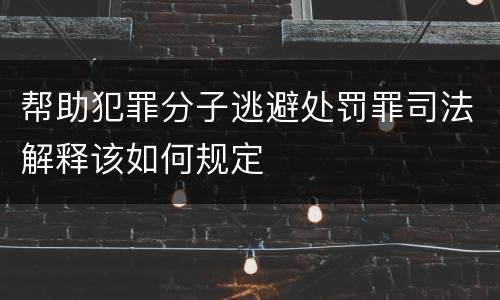 帮助犯罪分子逃避处罚罪司法解释该如何规定