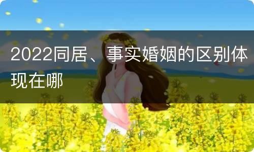2022同居、事实婚姻的区别体现在哪