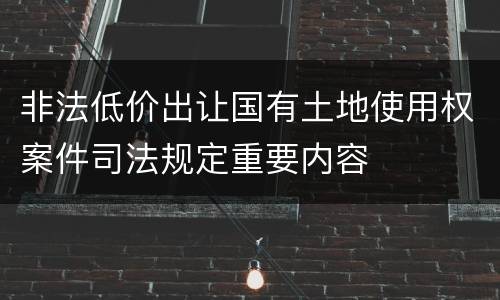 非法低价出让国有土地使用权案件司法规定重要内容