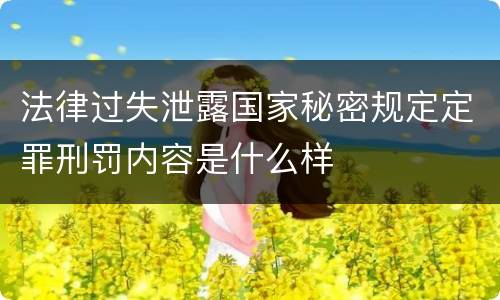 法律过失泄露国家秘密规定定罪刑罚内容是什么样