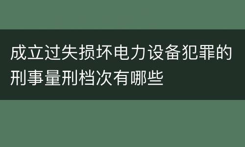 成立过失损坏电力设备犯罪的刑事量刑档次有哪些