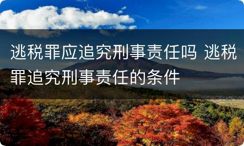 逃税罪应追究刑事责任吗 逃税罪追究刑事责任的条件