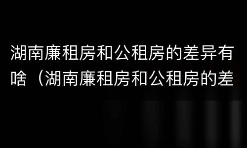 湖南廉租房和公租房的差异有啥（湖南廉租房和公租房的差异有啥影响）