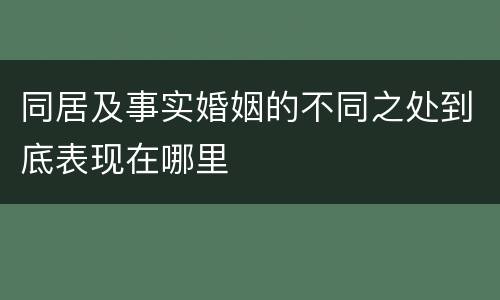 同居及事实婚姻的不同之处到底表现在哪里