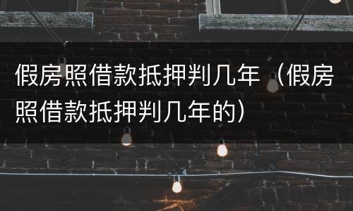 假房照借款抵押判几年（假房照借款抵押判几年的）