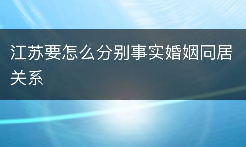 江苏要怎么分别事实婚姻同居关系